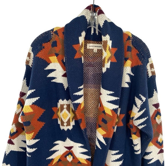 Lucky Brand Women's Southwestern Aztec Cardigan Sweater Size Large - Picture 5 of 11